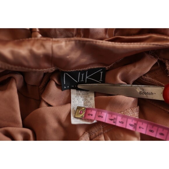 Vintage Niki Livas Y2K Bronze Gold Satin Beaded Pin Up Formal Glam Dress Size 10 - Picture 5 of 16